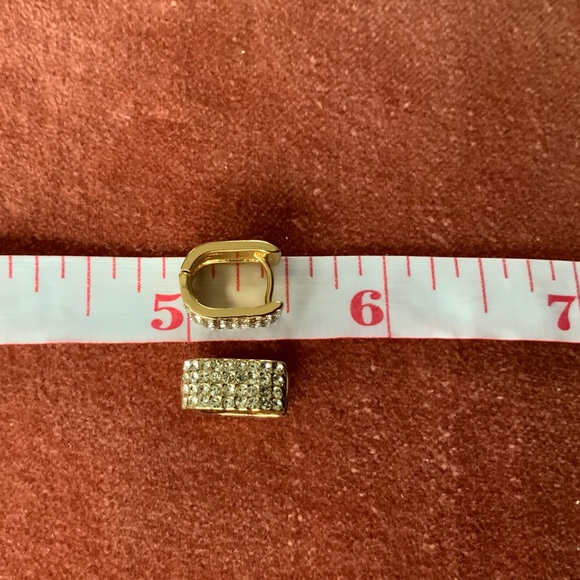 Pavé Box Gold Plated Micro CZ Stone Small Hoop Earrings - Picture 10 of 11